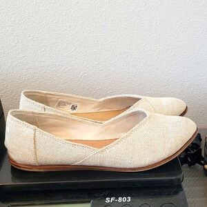 Toms Jutti Metallic Burlap Pointed Ballet Flat